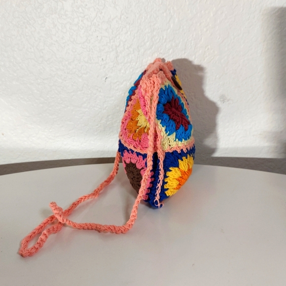 Crochet Handmade Multicolor Granny Square Open Knit Crossbody Bag Lot - Picture 7 of 15